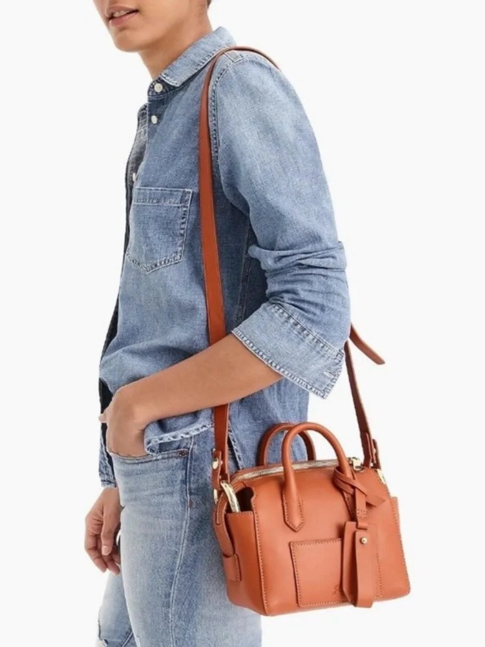 J. Crew Burgundy Leather Top-Handle Satchel with Detachable Strap